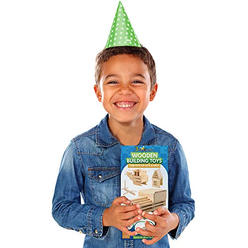 3 Bees & Me Wooden Building Toys - Stem Toys For Boys And Girls - 100 Wood Plank Pieces #TOP6