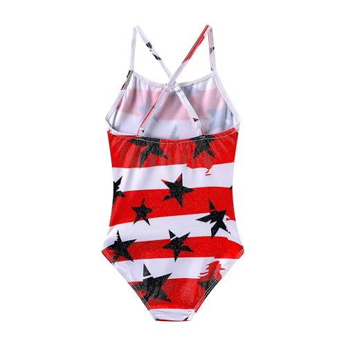 Image of iLover Girls Sparkle One Piece Swimsuits Crossback Swimwear Beach Bathing Suit with Adjustable Strap 4-10 Years