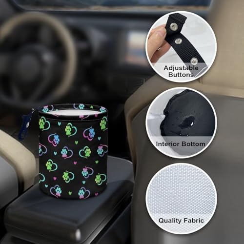 Image of Dog Paw Heart Car Garbage Can Mini Car Trash Bin Car Organizer Car Storage Bag Waterproof Portable Men Accessories Car Decor