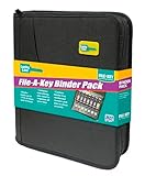 Lucky Line File-A-Key Portable Zippered Binder Key Organizer - 42 Tabs, Black w/Assorted Colored Tags, 1 Pack (60020)