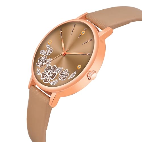 Image of Acnos Women's Classic Butterfly Dial Analog Watch with Leather Strap