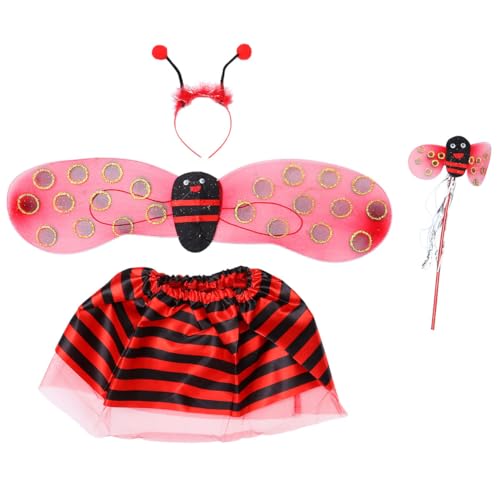 TOPPERFUN 4 piezas Disfraz Infantil Abeja con Alas Falda Tul y Varita Mágica Ligero y Cómodo para Niñas y Fiestas Cumpleaños y Eventos Escolares Color Aleatorio Color Aleatorio