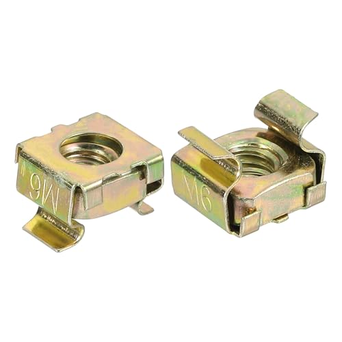 QUARKZMAN Tuercas De Jaula M6 Para Gabinete De Rack De Servidor, Acero Al Carbón Chapado En Zinc Amarillo, Paquete De 5
