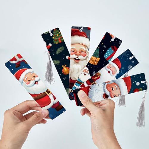 Marque-page Père Noël lot de 6 avec pompon à offrir aux passionnés de lecture - 3