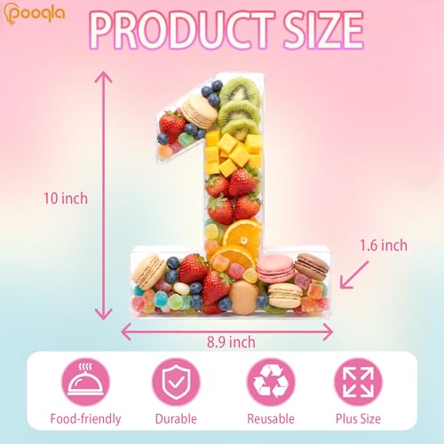 Image of Pooqla 10 inch Acrylic Number 1 Charcuterie Tray for 1st Birthday Decorations