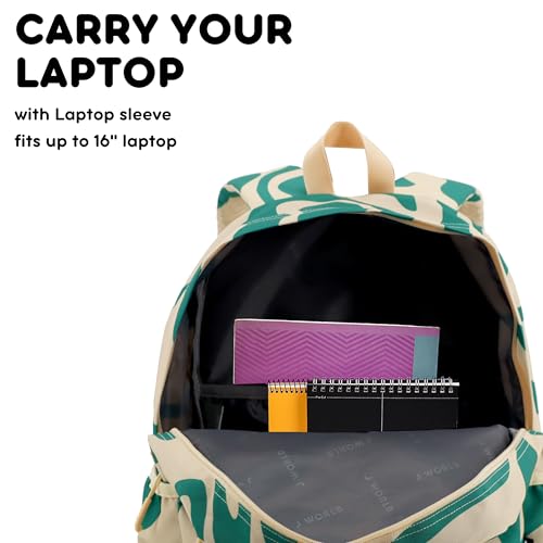 Image of J World Oz Middle School Backpack for Kids. Cute Laptop Bookbag for Girls Boys, Green Swirl