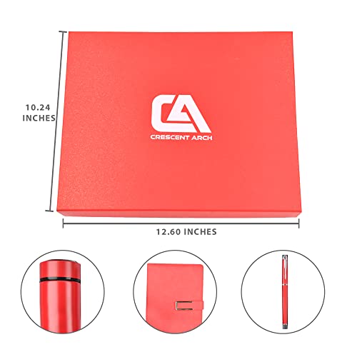 كريسينت ارتش مجموعة صندوق هدايا فاخر للرجال والنساء، دفتر ملاحظات للمكتب مع قلم وزجاجة معزولة من الستانلس ستيل، مجموعة هدايا قرطاسية عمل راقية وعصرية