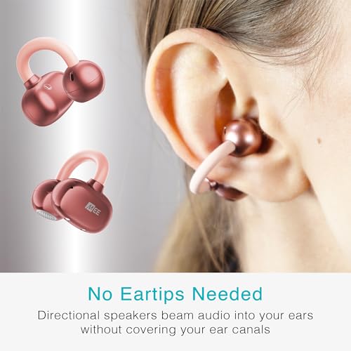 Image of MEE audio Pebbles Air Open Ear True Wireless Earbuds - Bluetooth 5.3 Lightweight Earclip Headphones with Headset Microphone & Call Noise Reduction for Gym /Workouts /Sports and Gaming (Rose Gold /Pink)