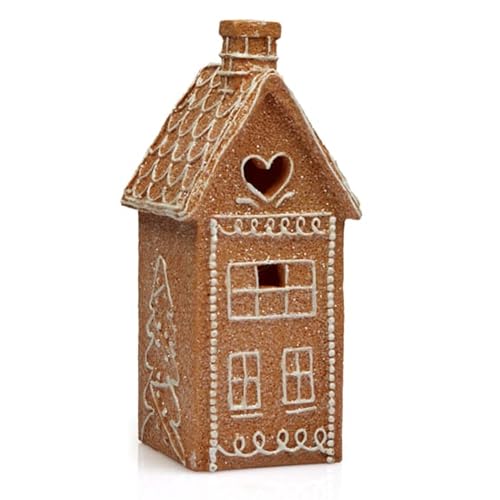 eBoutik - Large LED Light-Up Gingerbread House Christmas Holiday Decoration with Candy Details - Traditional Cottage Tall Home Decor With Warm White Lights Collectible Figurine