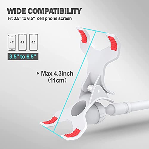 Shawe Handy Halter für Bett, Schwanenhals Handy Halterung - Flexible Lang Arm Handyhalterung Ständer für iPhone 16 15 14 13 12 11 Pro XS Max X 8, Samsung S10 S9, 4-6,5 Zoll Geräte
