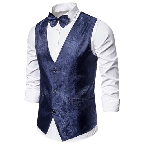 Suit Vest for Men Paisley Floral V Neck Waistcoat Slim Fit Business Casual Vests for Suit or Tuxedo Wedding Party3