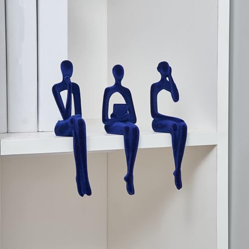 Octdays Statue de penseur Bleu pour décoration d'intérieur, Sculpture Moderne Minimaliste pour Salon, bibliothèque, Bureau, Art Abstrait, Figurine de...
