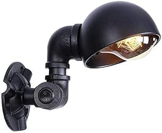 LZLYER Kinkiet W Stylu Żyrandol Metalowy Kinkiet Okrągły Abażur, Czarny Edison Lampa Ścienna Z Kutego Żelaza, Nowoczesna Kryty Stal Studyless,B