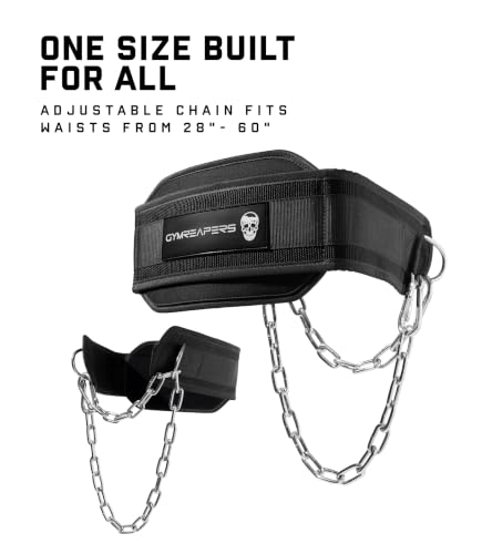 Image of Gymreapers Dip Belt With Chain For Weightlifting, Pull Ups, Dips - Heavy Duty Steel Chain For Added Weight Training
