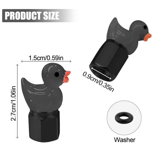 xbrtaia 4 Pack Cute Duck tire Valve caps, Glow in The Dark Tire Valve Caps, Interesting and Practical Tire Decoration, Can be Used for Cars, Motorcycles, Trucks, and Bicycles.(Black)