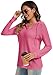 Dimur Women’s Fall Hoodie Pink Palm Puff Print Drawstring Button Henley Pullover Sweatshirt Cute Club Outfit for Women Early Fall Fashion