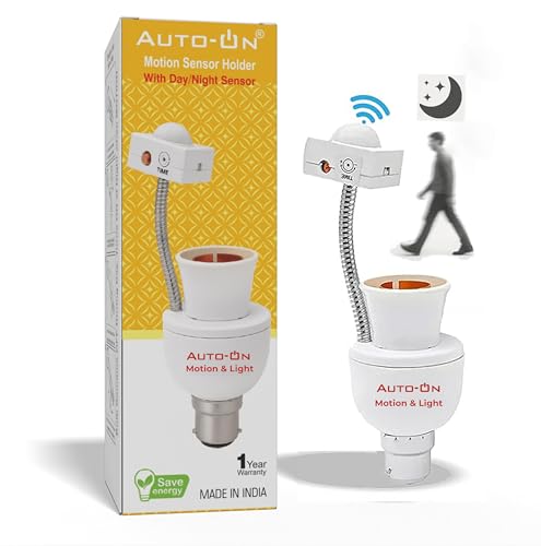 Image of Auto-ON Motion with Day /Night Sensor Holder (Convert Any Bulb to Automatic) (Electricity Saver) (Bulb Off Time Adjustable)- One Year Warranty - Pack of 1