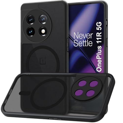 Image of TheGiftKart Hybrid Shockproof Back Cover Case for OnePlus 11R 5G | Camera Protection Bump | Hard Back Cover for OnePlus 11R 5G (PC & TPU, MagSafe Compatible, Translucent Smoke Matte Back, Black Sides)