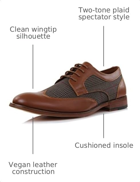 Image of Ferro Aldo Men's Wingtip Oxford Dress Shoes | Classic Brogue & Two-Tone Spectator Styles | Formal Wedding Business Party Shoe