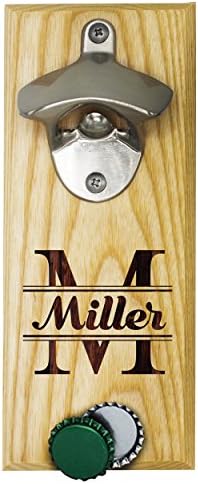 Personalized Wall Mount Beer Soda Pop Bottle Opener Magnet Cap Catcher - Custom Engraved Groomsmen Gift - Original Style (Maple)