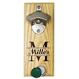 Personalized Wall Mount Beer Soda Pop Bottle Opener Magnet Cap Catcher - Custom Engraved Groomsmen G