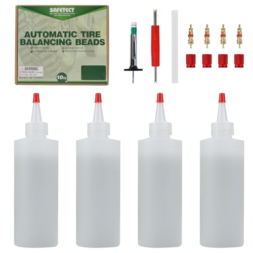Image of Tire Balancing Beads for Motorcycle 10 oz x 4, Tempered Glass Trucks Tire Balance Beads, Tires Bead for Balancing Trailer with Installation Tools