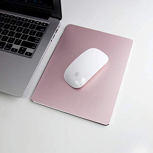 Metal Aluminum Mouse Pad, Office And Gaming Thin Hard Mouse Mat Double Sided Waterproof Fast And Accurate Control Mousepad For Laptop, Computer And Pc,9.06"X7.08",Rose Gold #TOP2