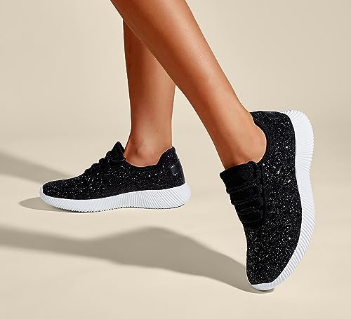 Image of K KIP WOK Fashion Glitter Sneakers for Womens Silp On Running Shoes Lightweigt Tennis Walking Sneakers