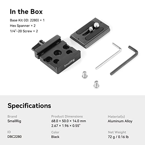 Base Plate à Dégagement Rapide pour Arca Standard SmallRig 2280 plaque de support