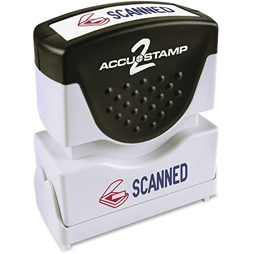 Acc-Stamp2® Pre-Ink Message Stamp, "Scanned", Blue/Red #TOP4