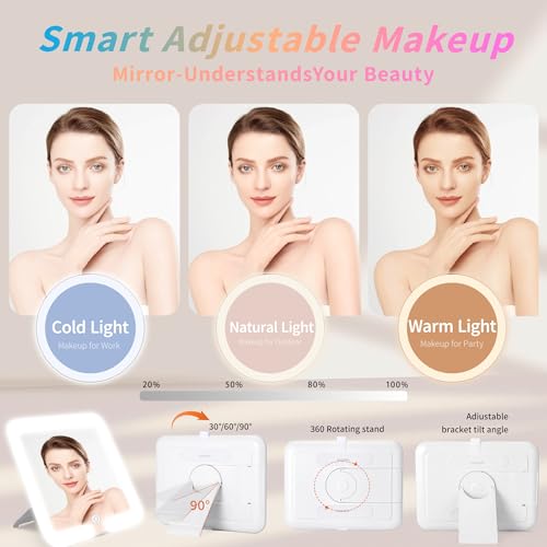 LED Travel Makeup Bag with Lighted Mirror, Portable Cosmetic Organizer Case with Adjustable Dividers & Brush Holder, Large Capacity Makeup Storage for Travel & Professional Use (Brown) - Image 6