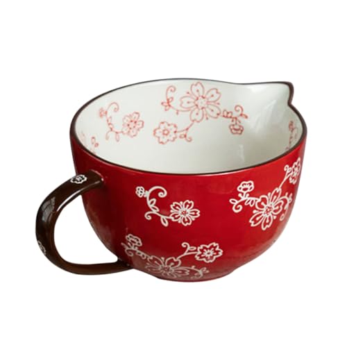Tazón para mezclar cerámico rojo para cocina y servir miniatura 1