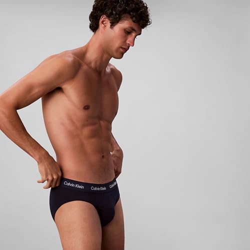 Calvin Klein Men's Cotton Stretch Multipack Hip Briefs, Black, Blue Shadow, Cobalt Water with Wicking, M – Ansicht 4