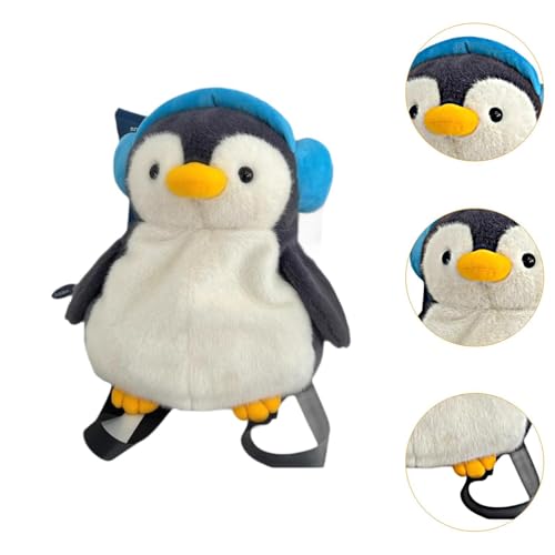 Sac à dos pingouin en peluche avec casque intégré pour femme