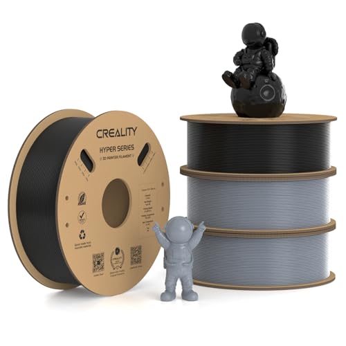 Creality Hyper PLA Filament 1.75mm, 30-600mm/s High Speed 3D Printer Filament, Dimensional Accuracy +/-0.02mm, Fit Most FDM 3D Printers, 4 Pack 1kg Spool(2.2lbs), Black & Grey
