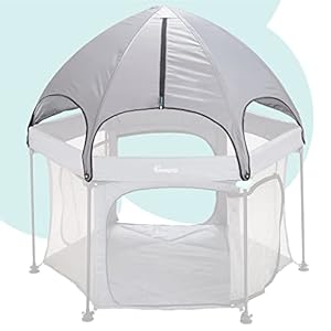 hiccapop PlayPod Portable Playpen Canopy [Dome Shade Only] | Reflective Dome with 3 Side Panels Provides Full Sun…