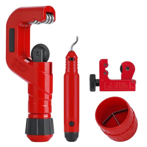 Uhidka Copper Tubing Cutter Set 1/8' ' to 7/8' ' Mini Tube Cutter, Deburring Tool for Copper, Aluminum, Stainless Steel, PVC Pipe