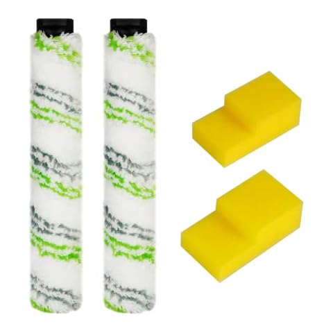 Ofuzzi Wet and Dry Vacuum Replacement Parts - 2 Pieces Multi-Surface Brush Roller and 2 Pieces Filter Sponges, Accessories/Replacement Set for Ofuzzi W10 Pro Wireless Vacuum Mop Cover