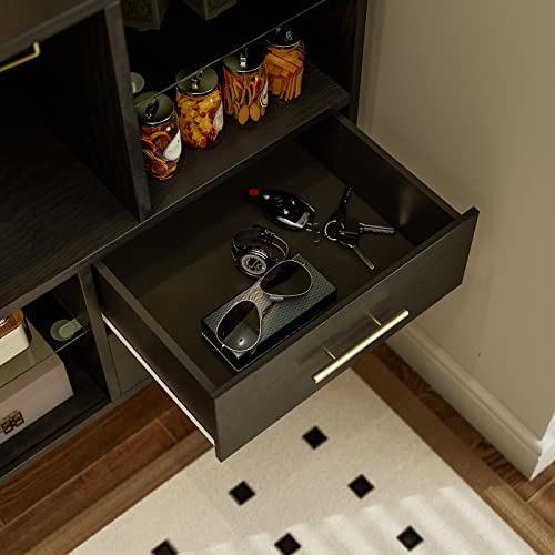 Ikifly Accent Kitchen Sideboard Buffet Cabinet With Storage, Wood Bar Cabinet Server Cupboard With 12 Wine Bottle Rack, Stemware Holder And Drawers, For Kitchen Dinning Room Living Room - Black #TOP6