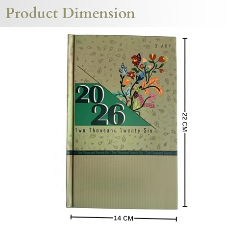 Image of TULMAN 2026 Diary Hardcover Design Everyday Notebooks (22x14 cm), Best for Study Planner, Personal Journal, Business Planning & Stationery Lovers - muted green - 2 Pack