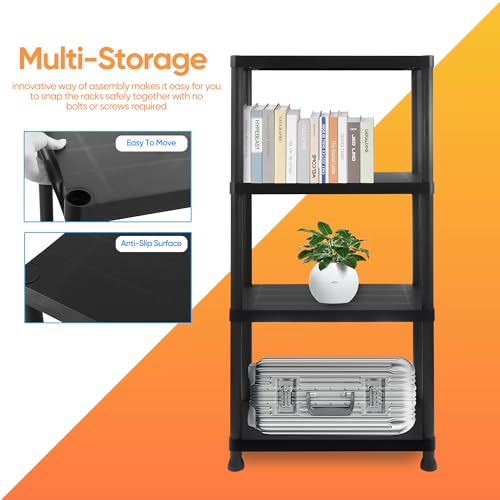 Albert Austin 4 Tier Shelving Unit - Lightweight Plastic Shelves for Garage, Sheds & Warehouse