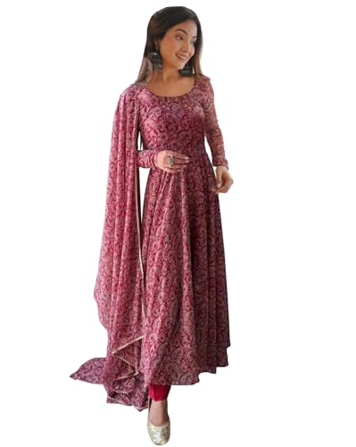 Robe Anarkali Kurta imprimé floral avec pantalon et dupatta Sugathari 113