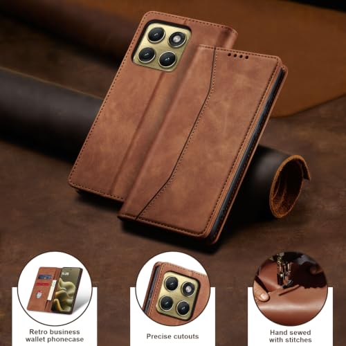 Image of Jasonyu Flip Wallet Case for Motorola Edge (2026) 5G,Brown