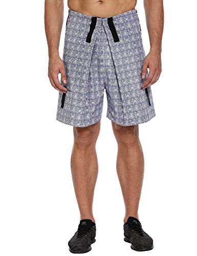 COOFANDY Men's Hip Hop Hipster Plaid Cargo Shorts Pants Blue