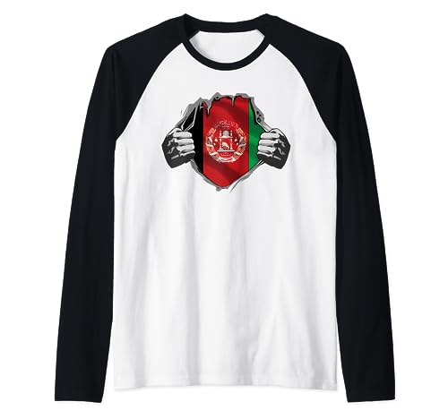 Super Bandera de Afganistán Herencia Afgana Raíces Camiseta Manga Raglan