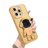 MZELQ Compatible with iPhone 14 Pro Max Case Plating Astronaut Kickstand Bling Glitter Cute Pattern
