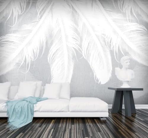 Papier peint 3D plumes blanches XLMING pour masquer les défauts du mur