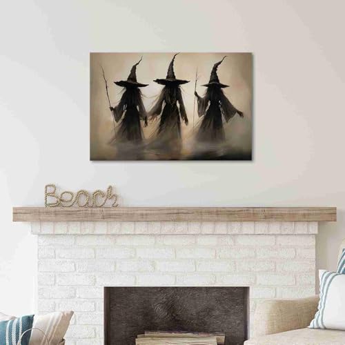 Witchy Wall Art Halloween Witch Wall Art Print Witchy Decor Vintage Style Rustic Witch poster Digital Print Painting 8x12in-Framed — view 5