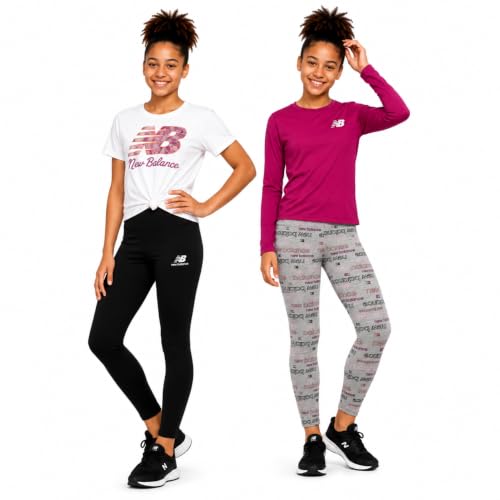 Image of New Balance Girls 4 Piece Short Sleeve, Long Sleeve Shirts & Leggings Set