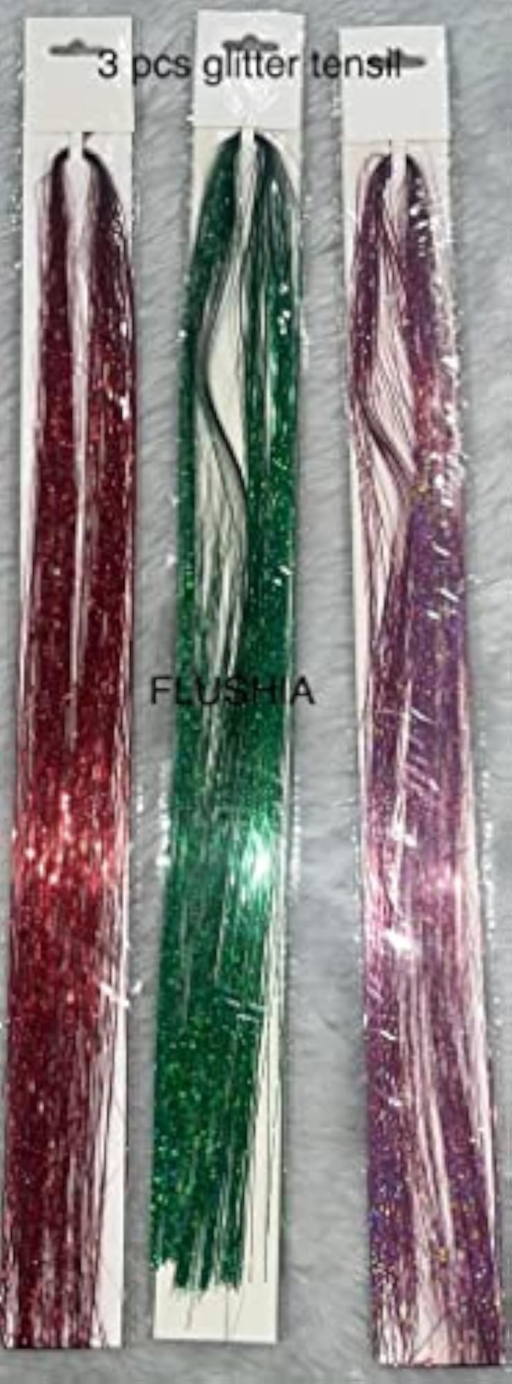 Hair Tinsel Glitter Extensions, 40 Inch, Pack of 3